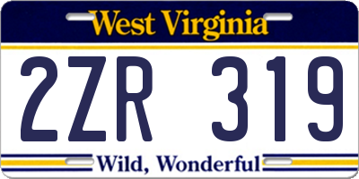 WV license plate 2ZR319