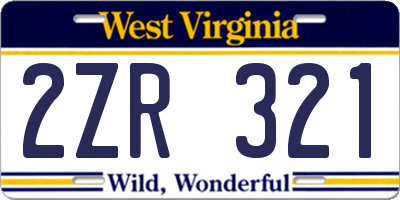 WV license plate 2ZR321