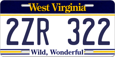 WV license plate 2ZR322