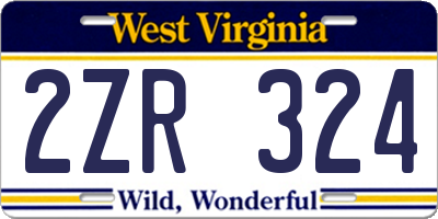 WV license plate 2ZR324