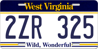 WV license plate 2ZR325