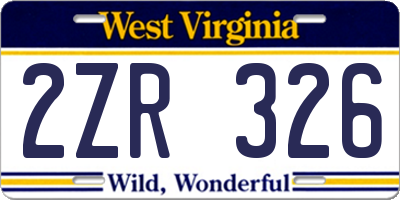 WV license plate 2ZR326