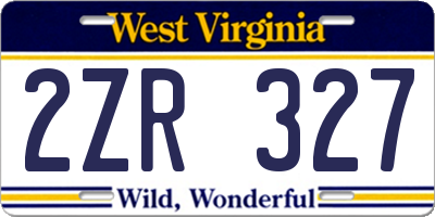 WV license plate 2ZR327