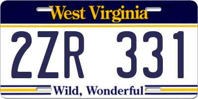WV license plate 2ZR331