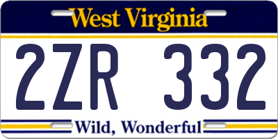 WV license plate 2ZR332