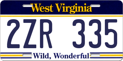 WV license plate 2ZR335
