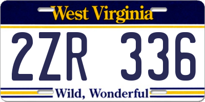 WV license plate 2ZR336