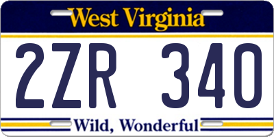 WV license plate 2ZR340