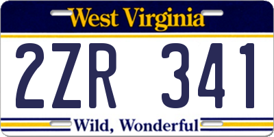 WV license plate 2ZR341
