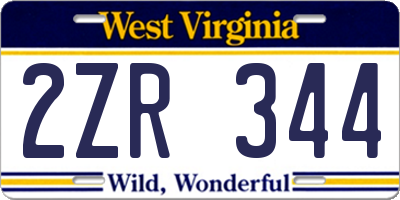 WV license plate 2ZR344