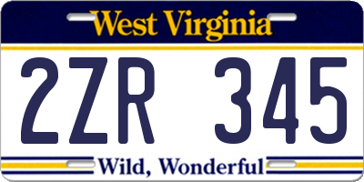 WV license plate 2ZR345