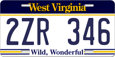 WV license plate 2ZR346