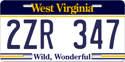 WV license plate 2ZR347
