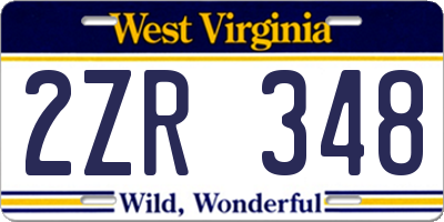 WV license plate 2ZR348