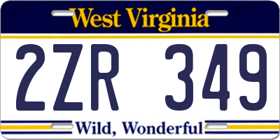 WV license plate 2ZR349