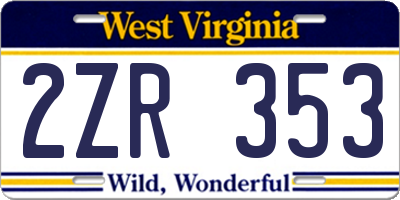 WV license plate 2ZR353
