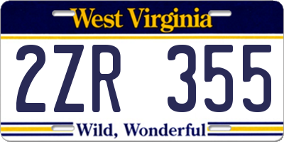 WV license plate 2ZR355