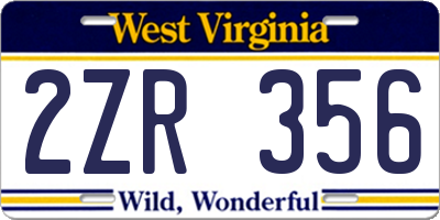 WV license plate 2ZR356