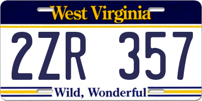 WV license plate 2ZR357