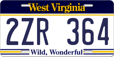 WV license plate 2ZR364