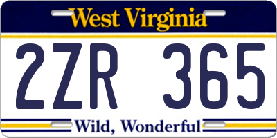 WV license plate 2ZR365