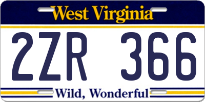 WV license plate 2ZR366