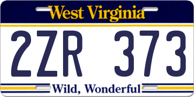 WV license plate 2ZR373