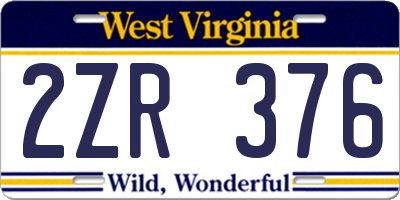 WV license plate 2ZR376