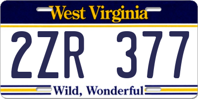 WV license plate 2ZR377