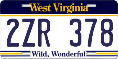 WV license plate 2ZR378