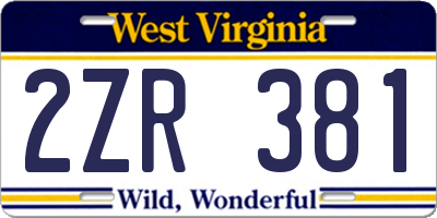 WV license plate 2ZR381