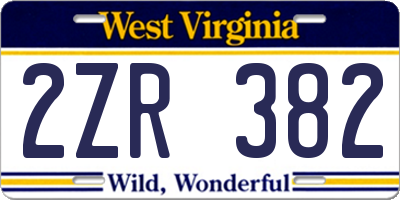 WV license plate 2ZR382