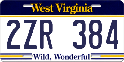 WV license plate 2ZR384