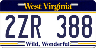 WV license plate 2ZR388