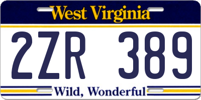 WV license plate 2ZR389