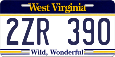 WV license plate 2ZR390