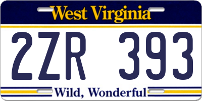 WV license plate 2ZR393