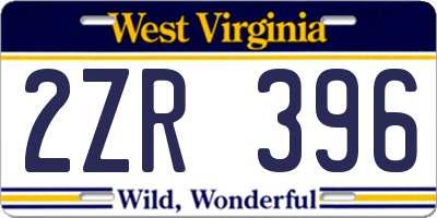 WV license plate 2ZR396