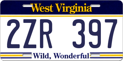 WV license plate 2ZR397
