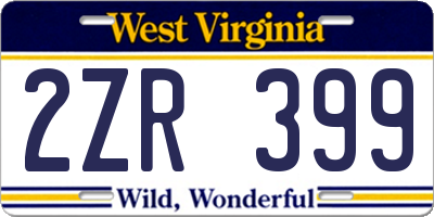 WV license plate 2ZR399
