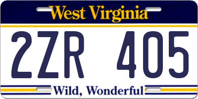 WV license plate 2ZR405