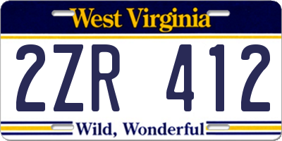 WV license plate 2ZR412