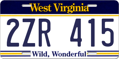 WV license plate 2ZR415