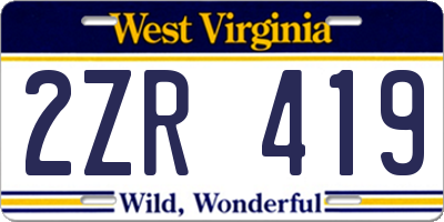WV license plate 2ZR419