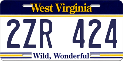 WV license plate 2ZR424
