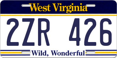 WV license plate 2ZR426