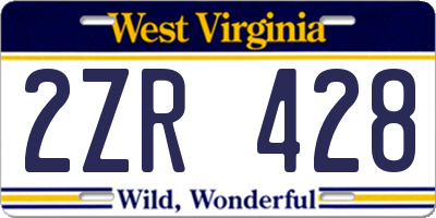 WV license plate 2ZR428
