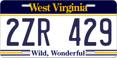 WV license plate 2ZR429