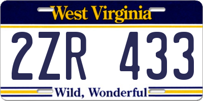 WV license plate 2ZR433