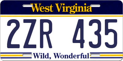 WV license plate 2ZR435
